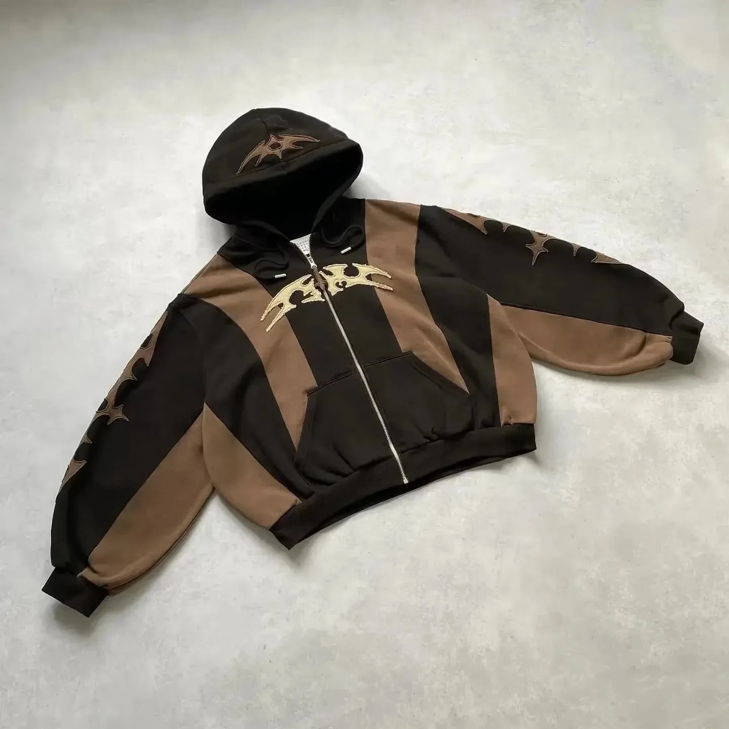 New Y2k Goth Sweatshirt Zip Up Hoodie Velvet Harajuku Hip Hop Oversized Pattern Hooded Tops Men and Women Hoodies Streetwear