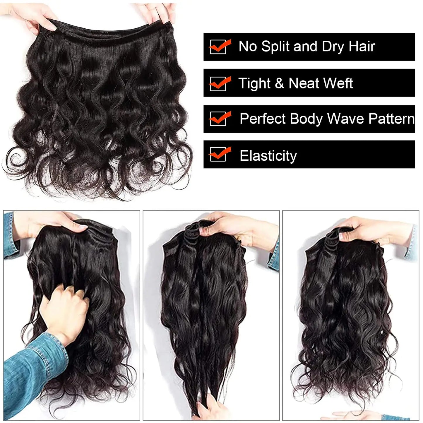 Body Wave Bundles Brazilian Hair Weave Bundles 100% Unprocessed Human Hair Bundles Natural Black Water Wave Loose Wave Bundles