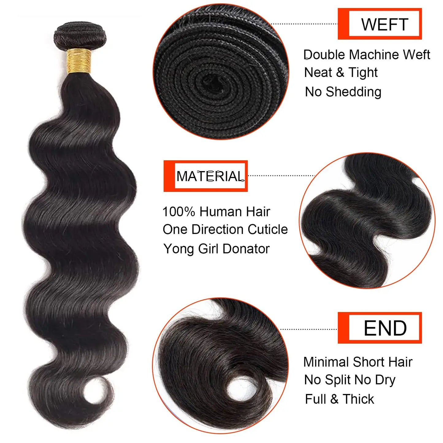 Body Wave Bundles Brazilian Hair Weave Bundles 100% Unprocessed Human Hair Bundles Natural Black Water Wave Loose Wave Bundles
